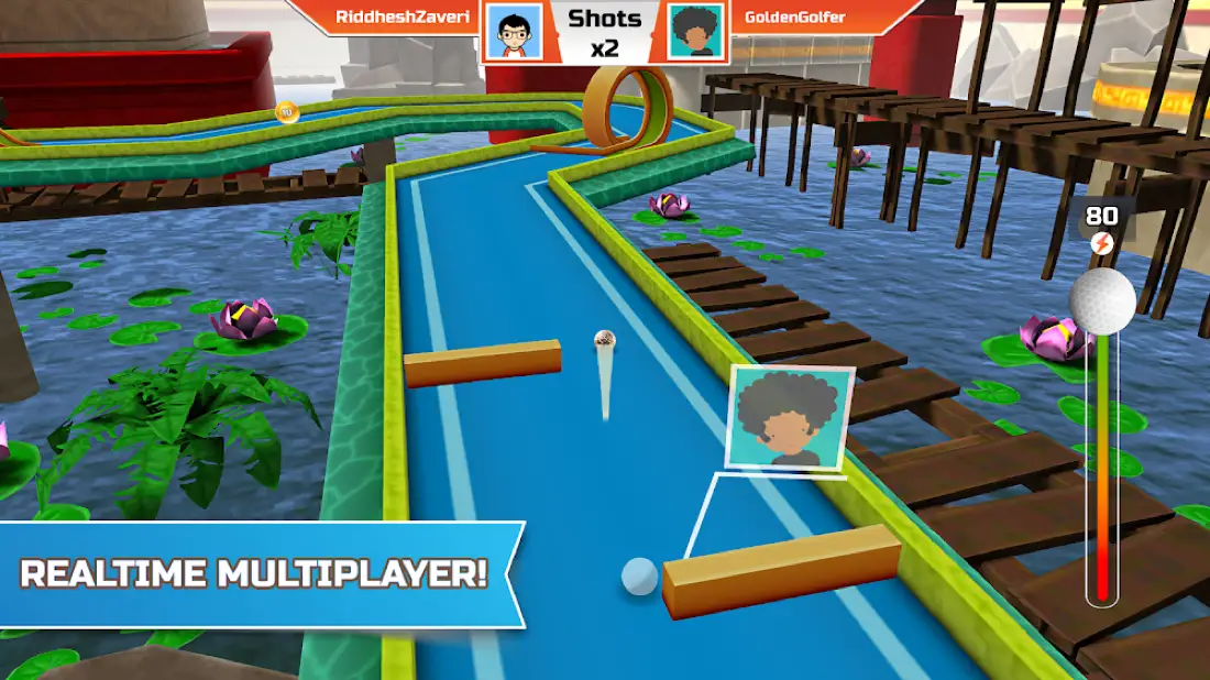 Outro percurso de minigolfe em 3D com obstáculos